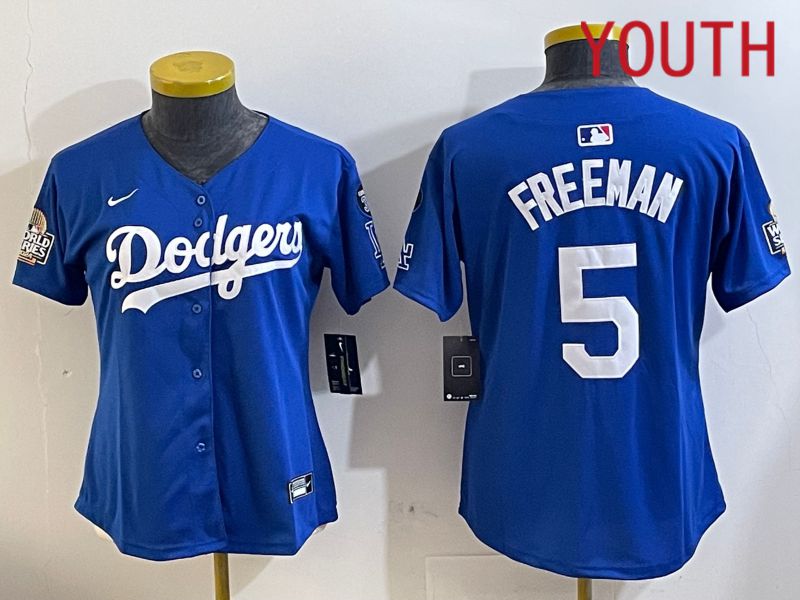 Youth Los Angeles Dodgers #5 Freeman Blue Game 2024 Nike MLB Jersey style 112115->youth mlb jersey->Youth Jersey